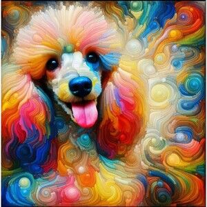 Poodle card 5 x 7 on linen paper blank card